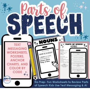 Identifying Parts of Speech Worksheets Cover