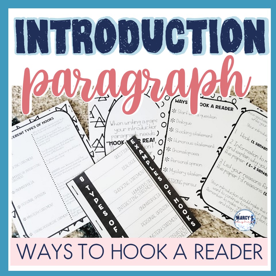 Marcy's Mayhem Writing an Introduction Paragraph Graphic Organizer Writing Hooks and Examples