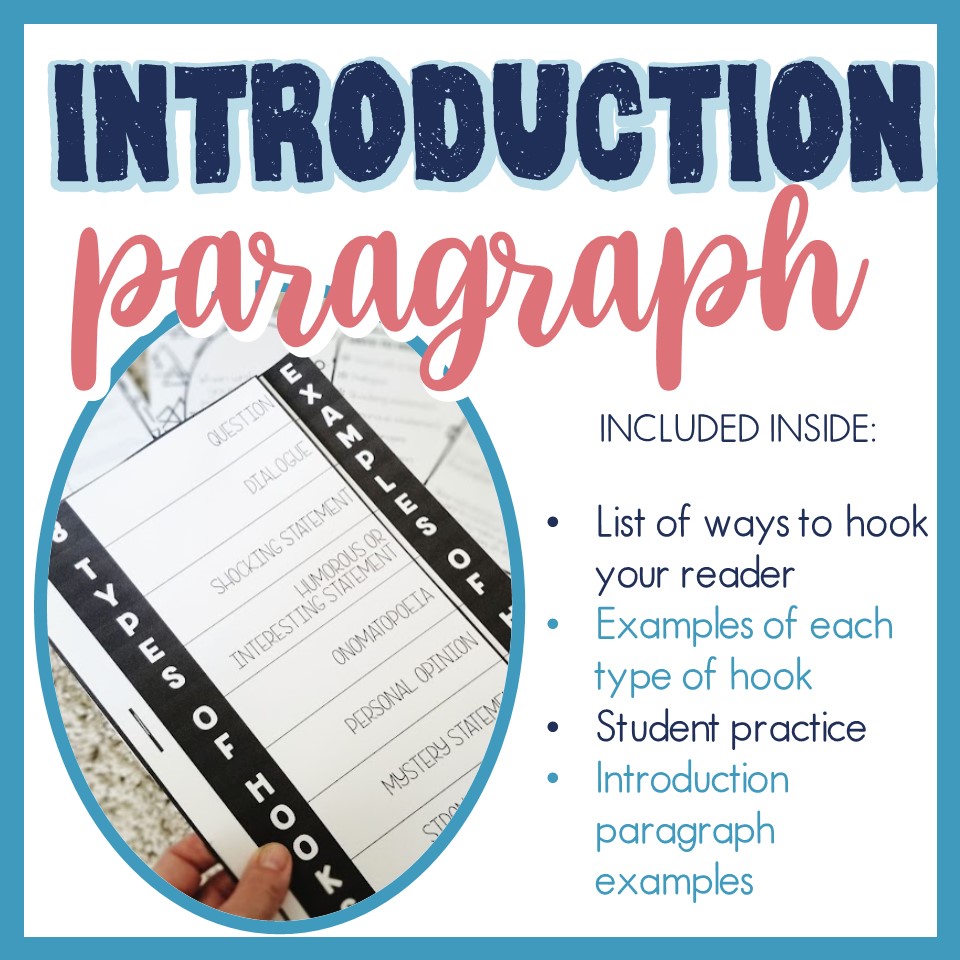 Marcy's Mayhem Writing an Introduction Paragraph Graphic Organizer Writing Hooks and Examples