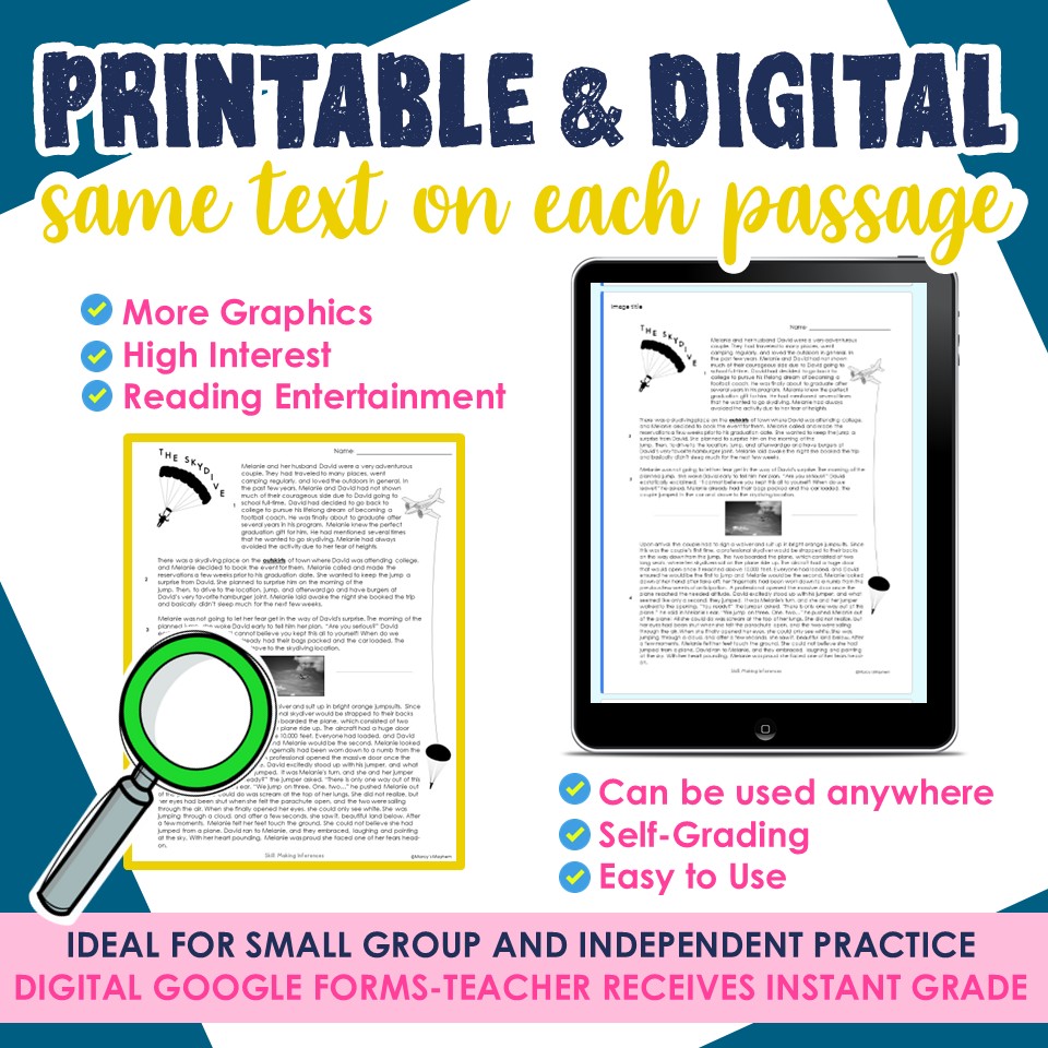 Making inferences reading passages worksheets 4th, 5th grade - Image 2