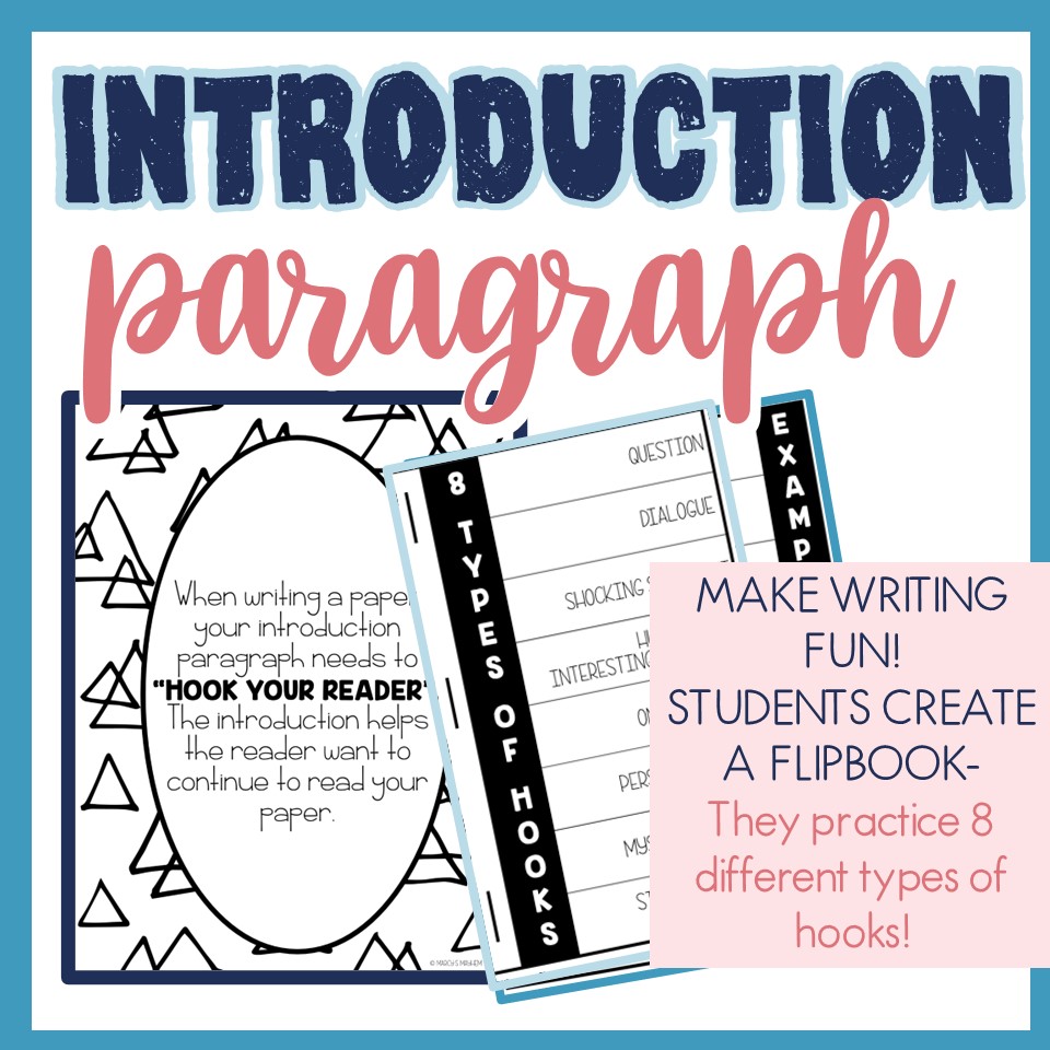 Marcy's Mayhem Writing an Introduction Paragraph Graphic Organizer Writing Hooks and Examples