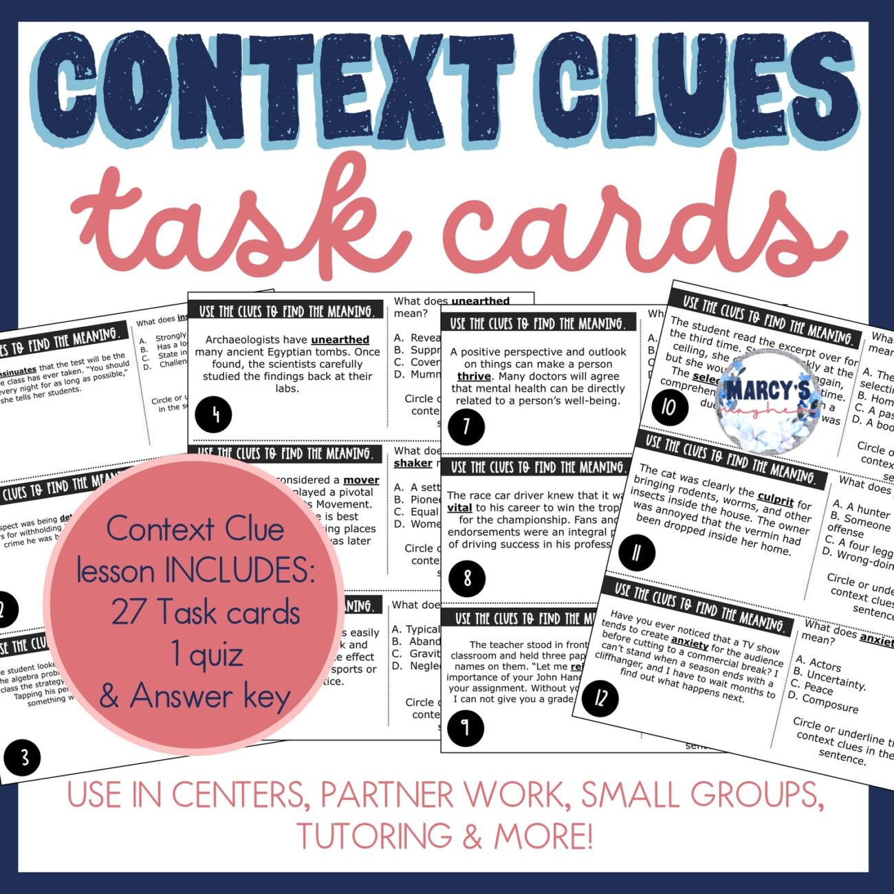 Context Clues Task Cards 5th & 6th grade - Marcys Mayhem