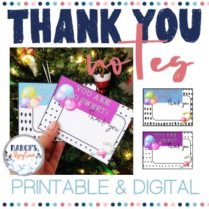 Printable Christmas thank you cards - Digital winter thank you notes