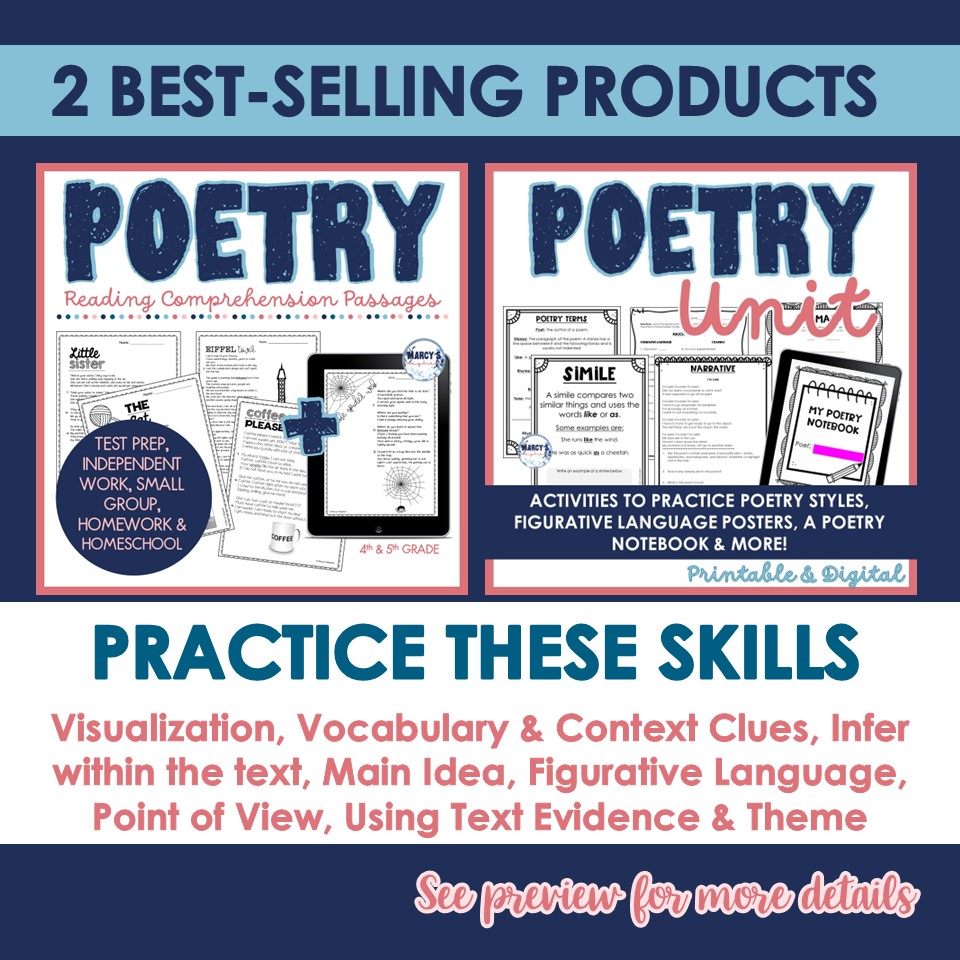 Marcy's Mayhem Types of Poetry Unit for 4th 5th grade