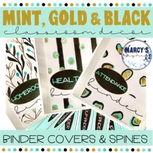 Mint Gold and black binder spines cover