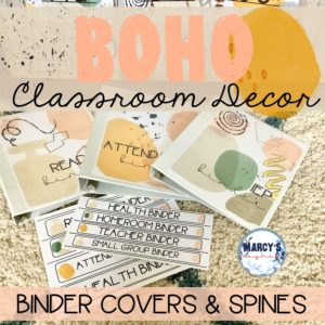 modern BOHO classroom décor - neutral editable binder covers & spines