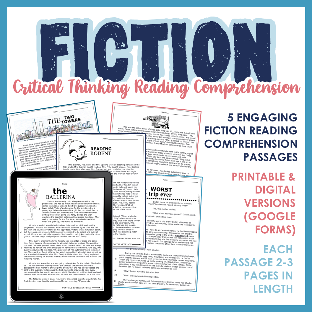7th and 8th Grade Reading Comprehension Passage Packet Critical Thinking Activities - Image 4