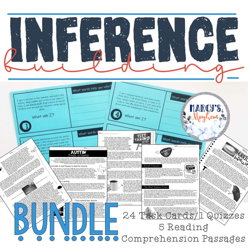 Making Inferences Worksheets , Reading Passages & Task Cards Activities Digital