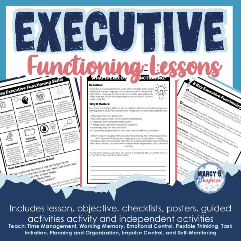 Executive Functioning Activities Impulse Control Worksheets - Marcys Mayhem