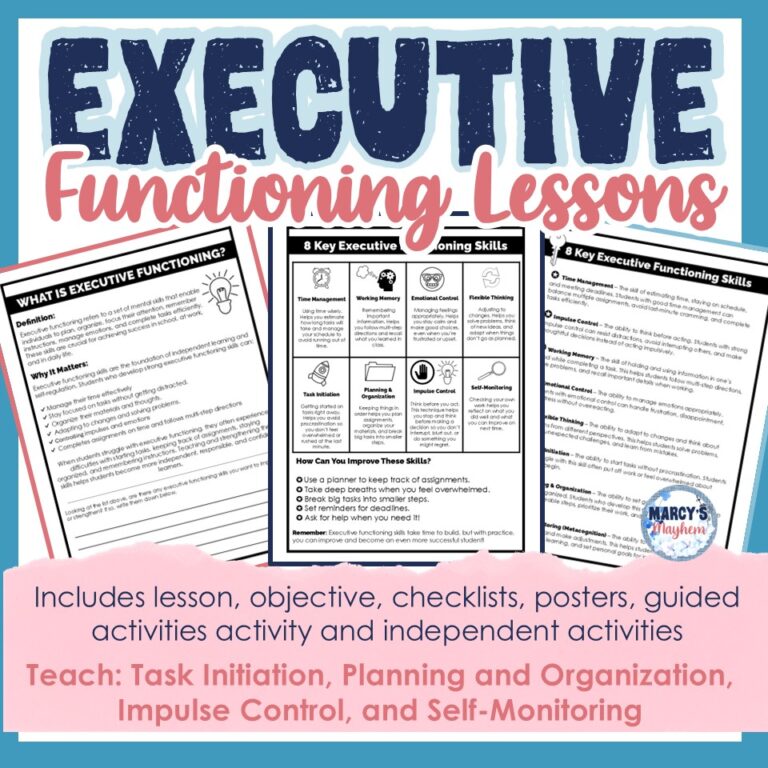 Impulse Control Worksheets and Executive Functioning Activities ...