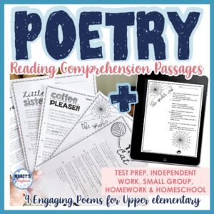 Elements of Poetry for 3rd 4th 5th Grade Reading Comprehension Passages and Question Marcy's Mayhem